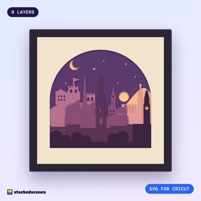 Edinburgh Skyline shadow box SVG: hero
