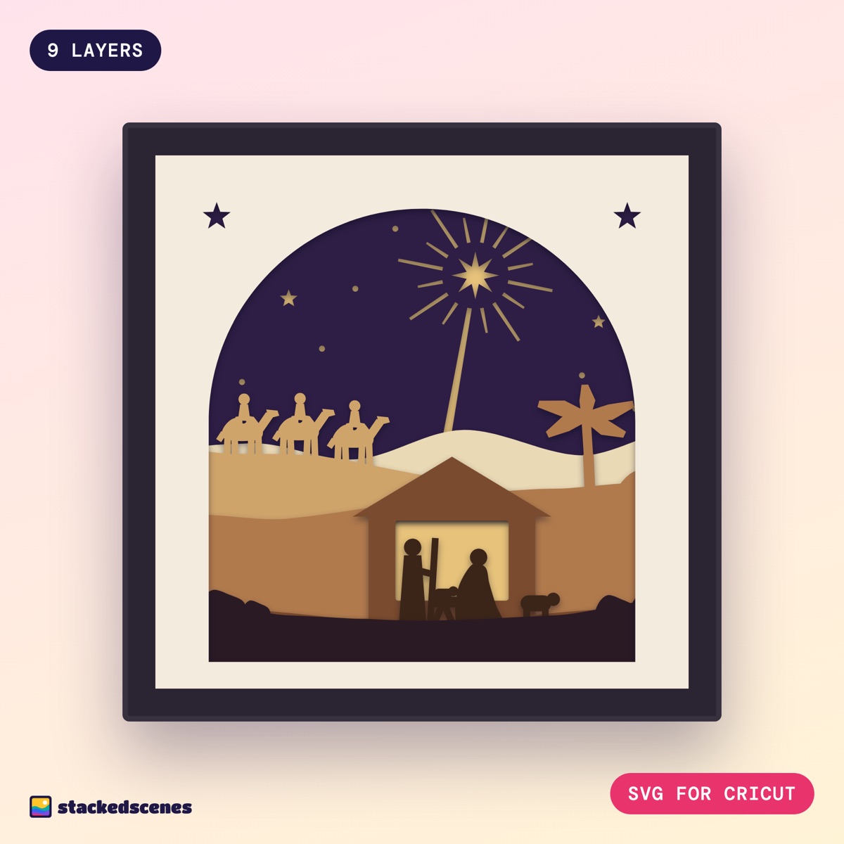 O Holy Night shadow box SVG: hero