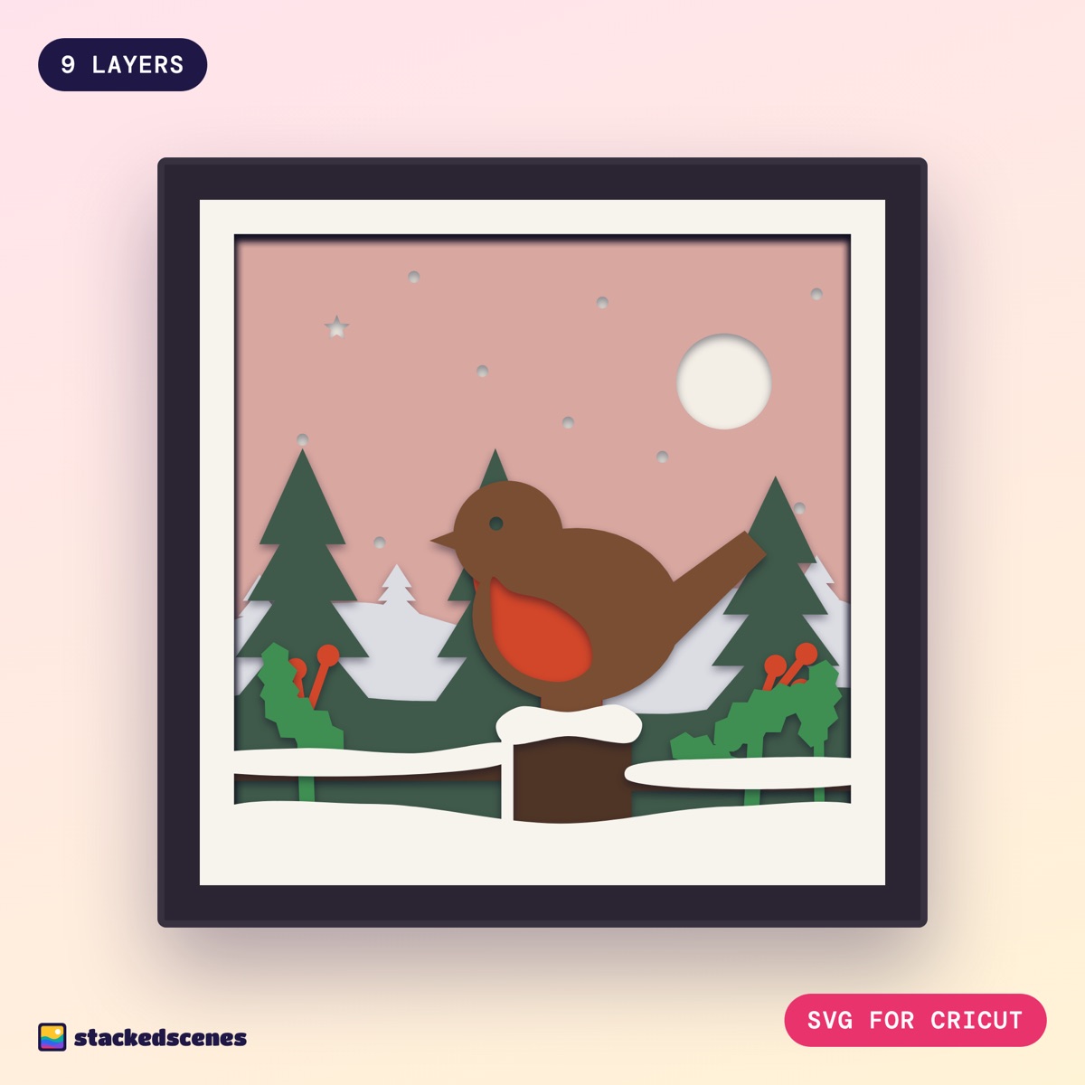 Robin in the Snow shadow box SVG: hero