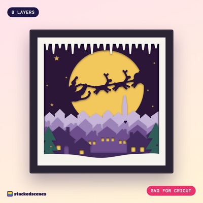 Sleigh Ride over the Rooftops shadow box SVG: hero