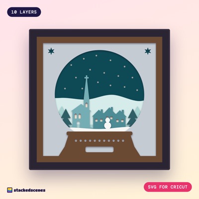 Snow Globe Village shadow box SVG: hero